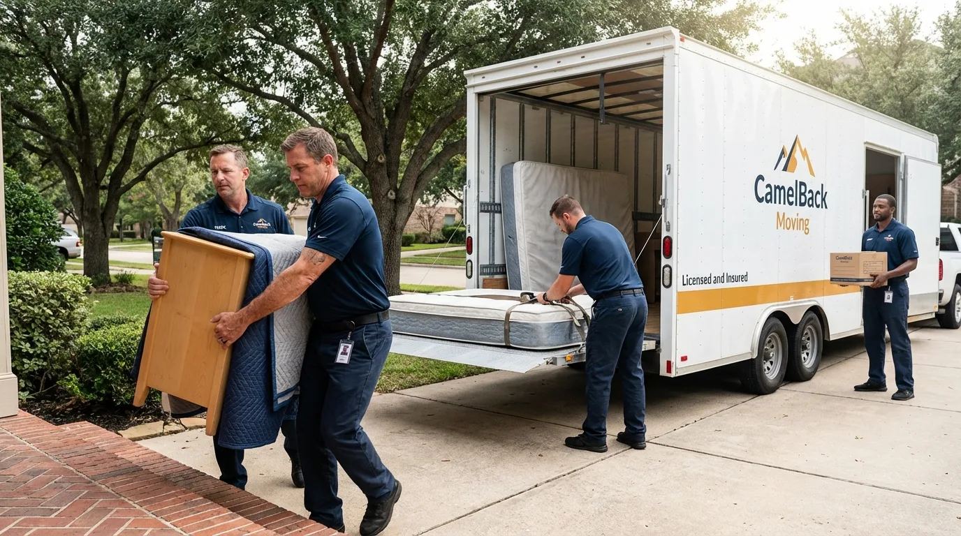 Crew loading residential truck for cross-state move from Uhrichsville, OH