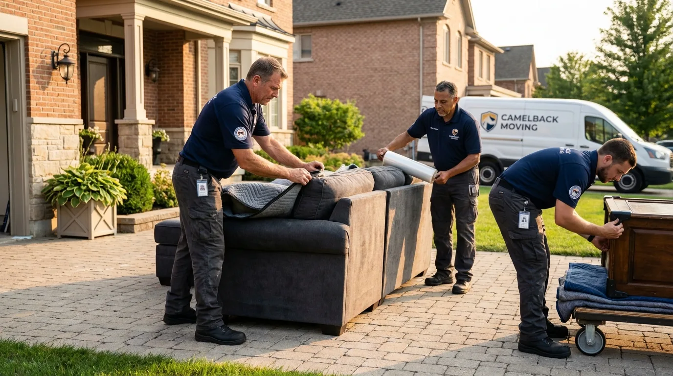 Large estate moving crew wrapping furniture in Uhrichsville, OH