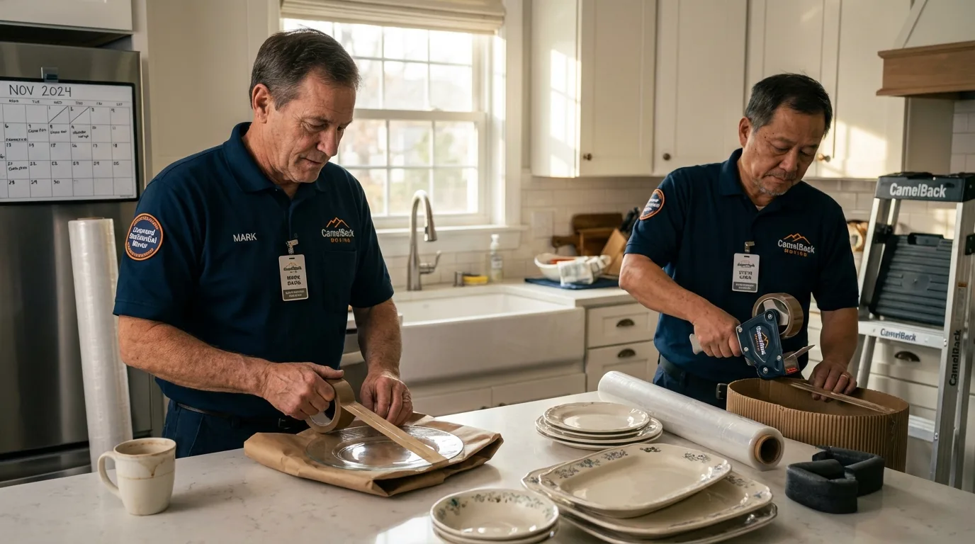 Professional crew packing kitchen dishware in Uhrichsville, OH